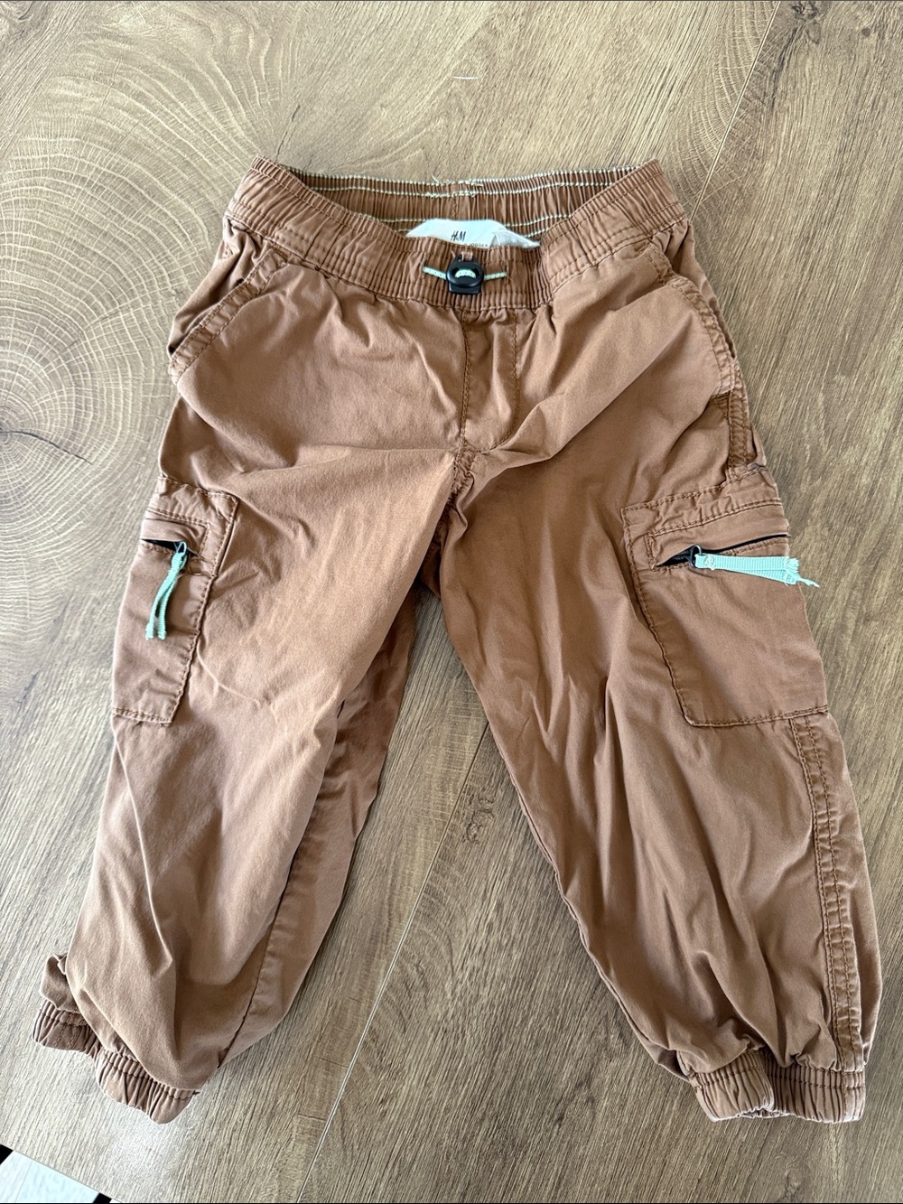 H&M Tan Cargo Jogger Pants with Zip Accents